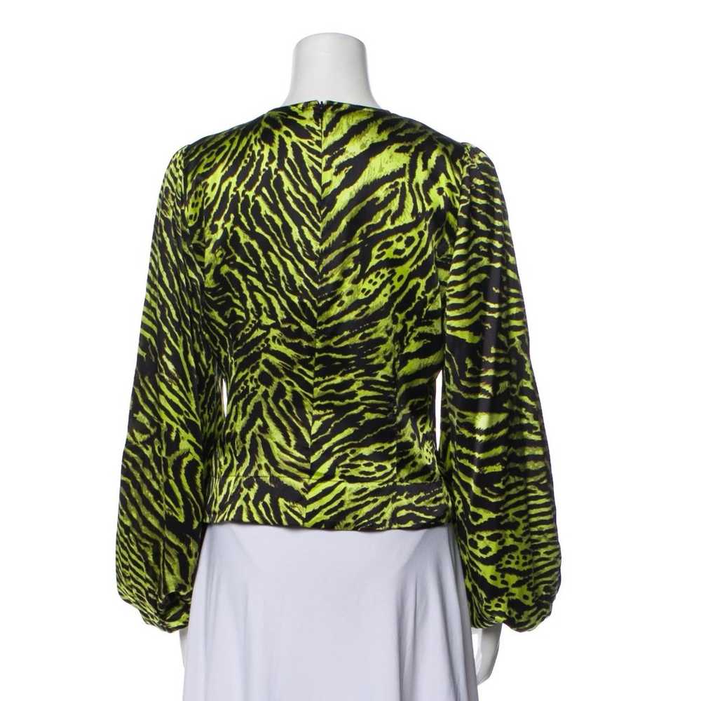 Ganni Green Silk Stretch Satin Blouse - image 8