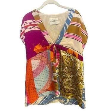 Alice & Trixie medium 100% silk multicolor blouse… - image 1