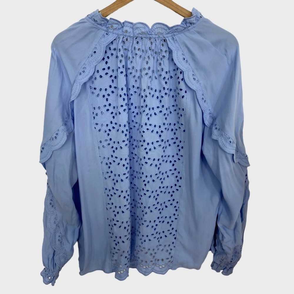 Reiss Blue Flora Broderie Scalloped Blouse US siz… - image 6