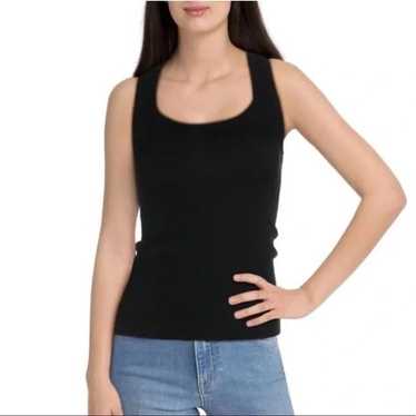 BCBGMAXAZRIA Black Racerback Ribbed Tank Top