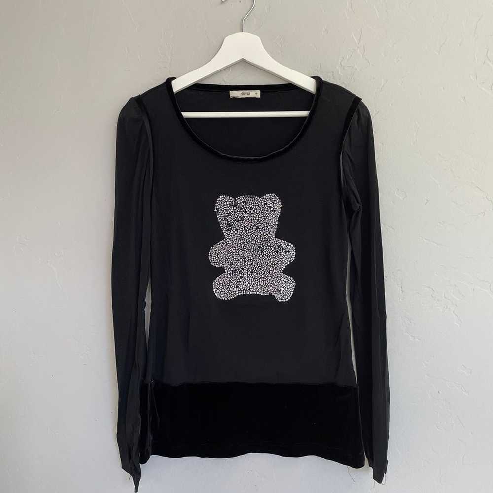 Auth PRADA Sheer and Velvet Bear Top - image 1