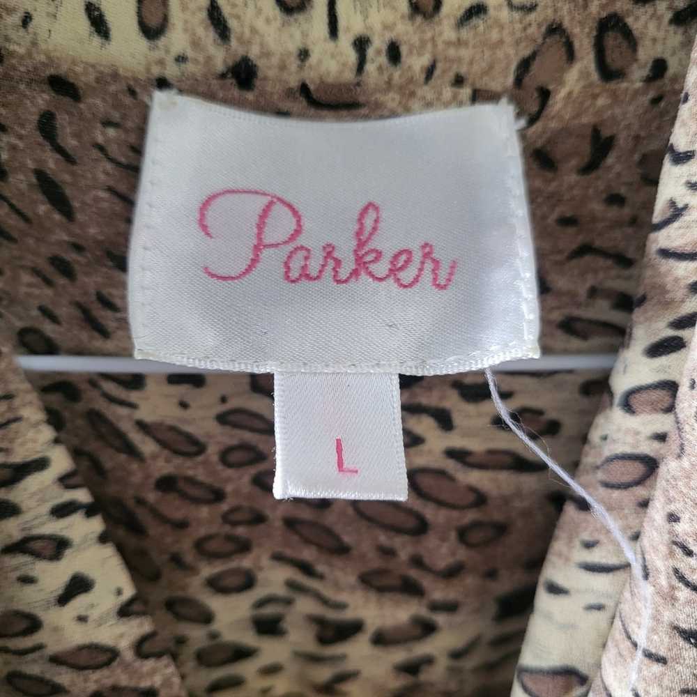 Parker Cheetah Print Sleeveless Silk Blouse Size L - image 4