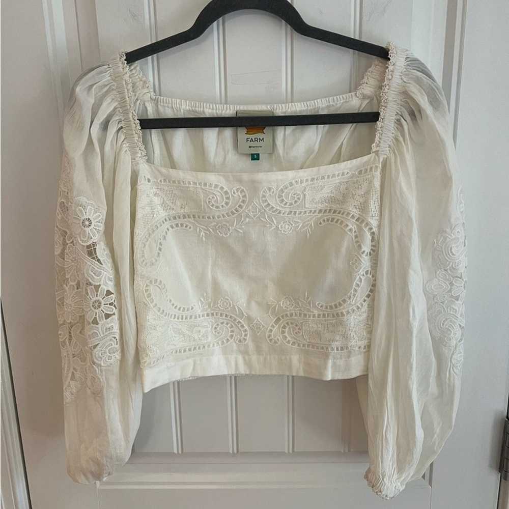 FARM Rio Off White Lace Blouse - Size Small - image 3