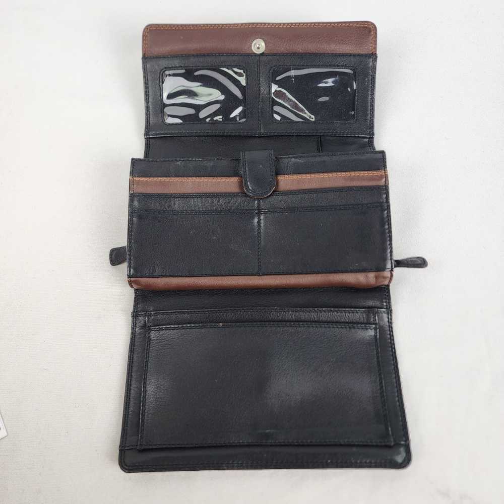 Derek Alexander Black Leather Accordion Wallet - image 7