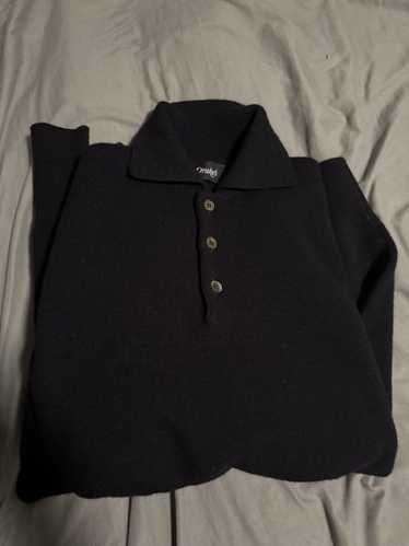 Drakes Dark Navy Lambswool Polo