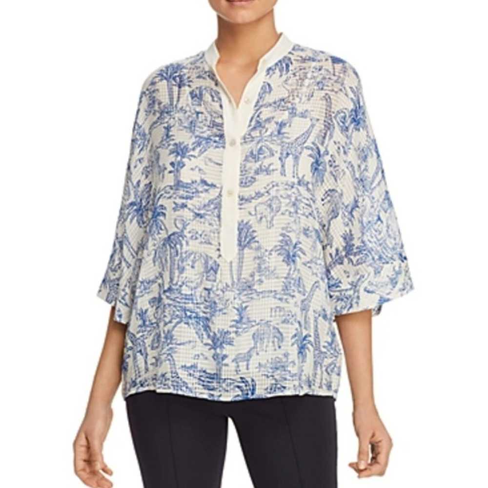 Tory Burch Tessa Silk Blouse Size 6 Safari Animal… - image 2