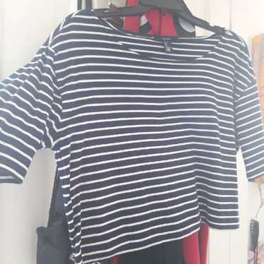 Navy Blue Stripped Crop Top - image 1