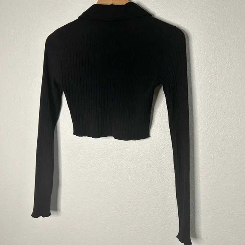 L’Academie Cropped Button Down Top in Black - image 6