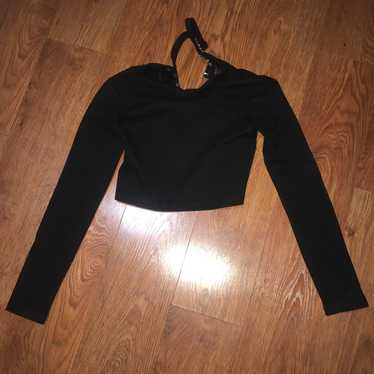 dynasti black and gold crop long sleeve