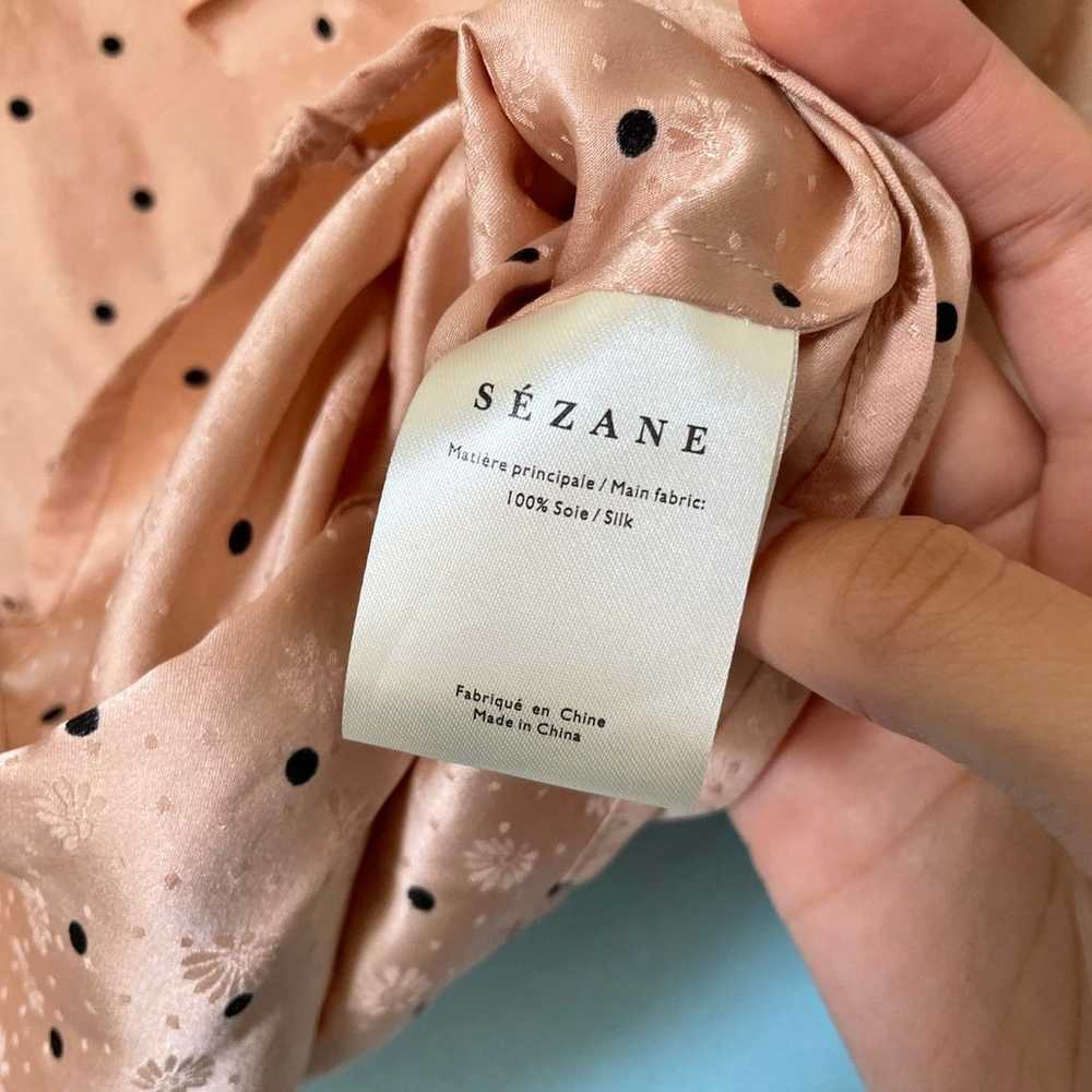 sezane quitterie pink polka dot floral silk blous… - image 10