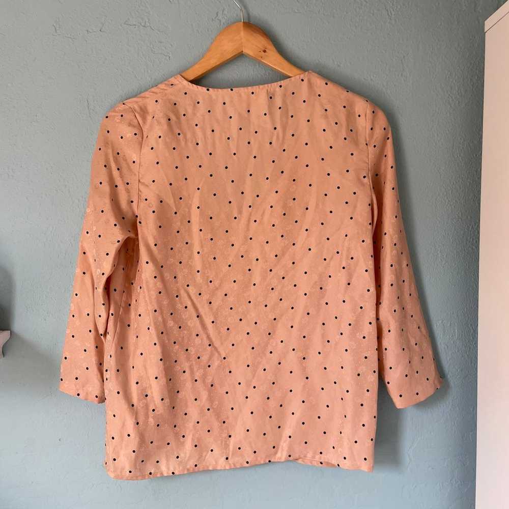 sezane quitterie pink polka dot floral silk blous… - image 12