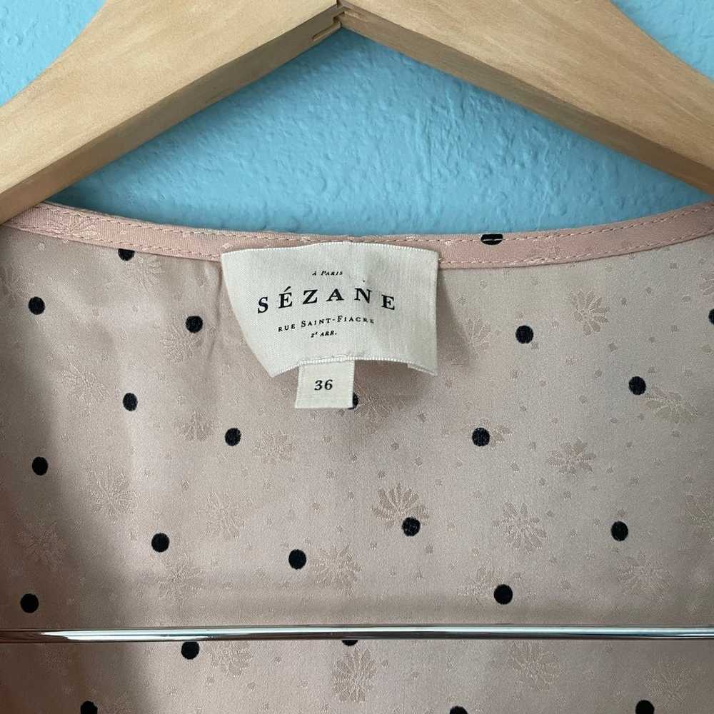 sezane quitterie pink polka dot floral silk blous… - image 7