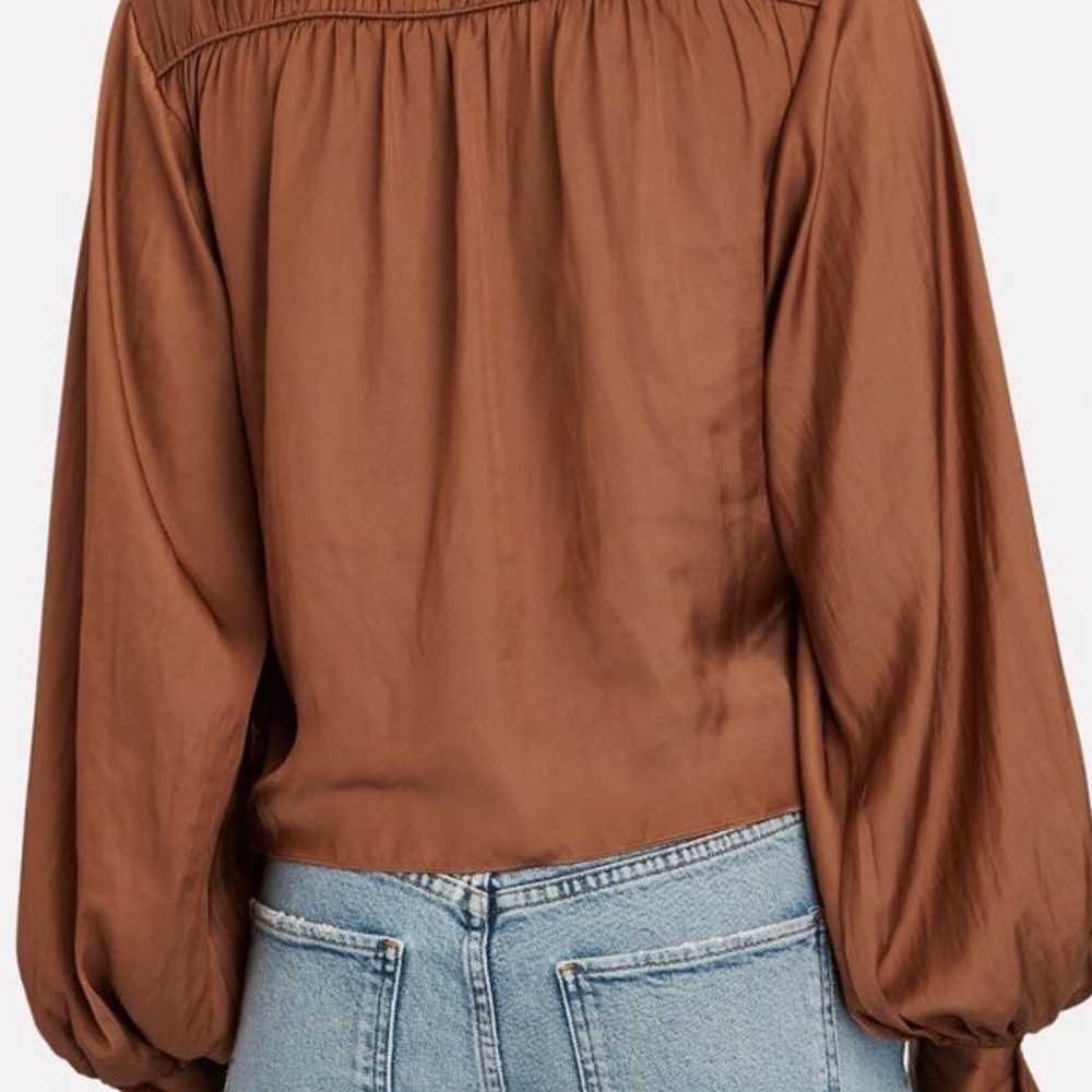 FRAME Brown Long Sleeve Satin Wrap Blouse - image 3