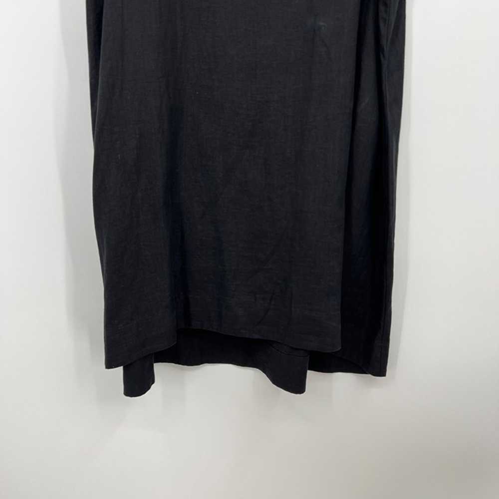 Eileen Fisher Black Linen sheath midi scoop neck … - image 3