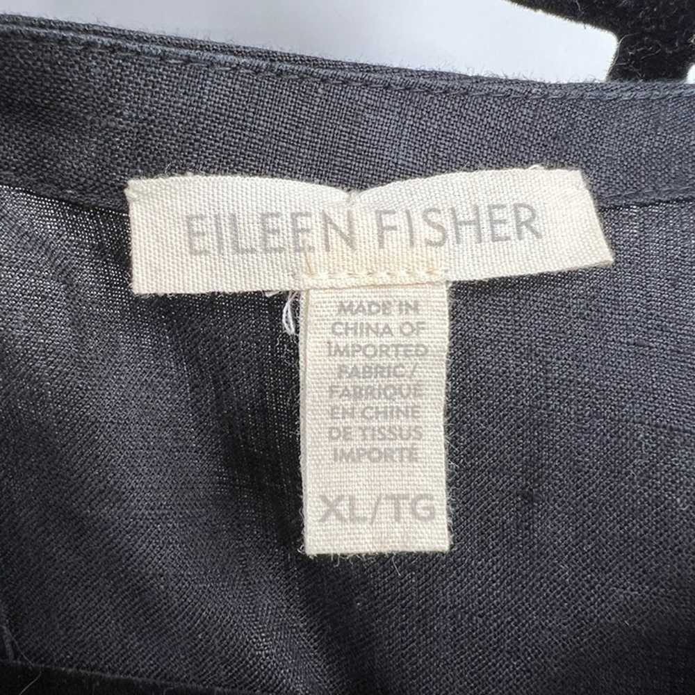 Eileen Fisher Black Linen sheath midi scoop neck … - image 4