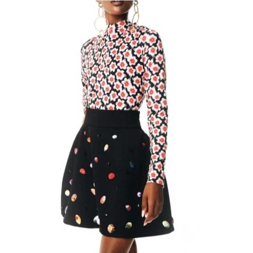 Jonathan Cohen Floral Mock Neck Long Sleeve Top S… - image 1