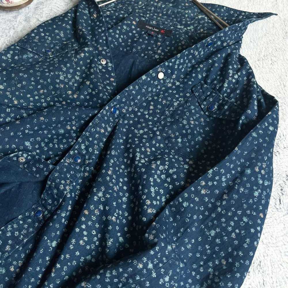 【45R】45rpm 100% Cotton Indigo Basic Shirt with Sm… - image 4