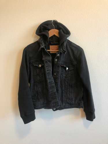 Levi Strauss & Co Black denim jacket with hoodie … - image 1