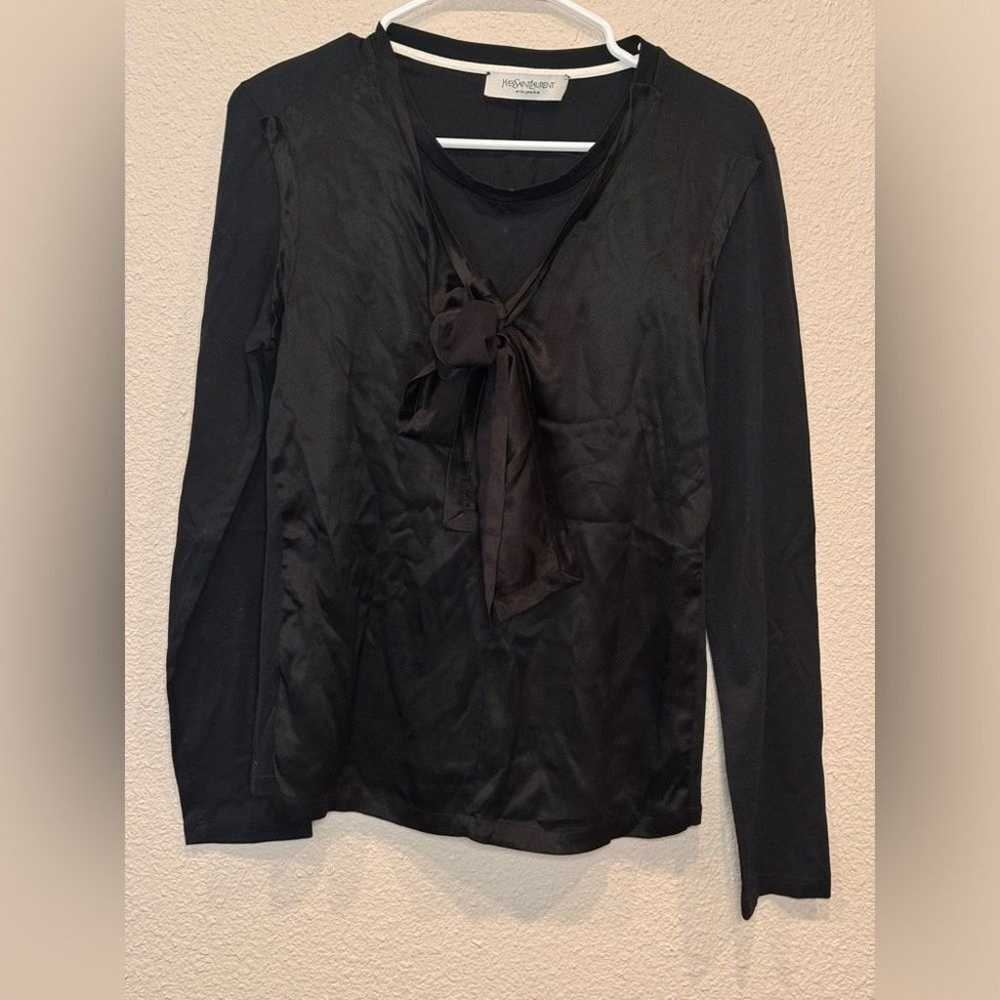 $1800 Yves Saint Laurent Silk blouse black long s… - image 2