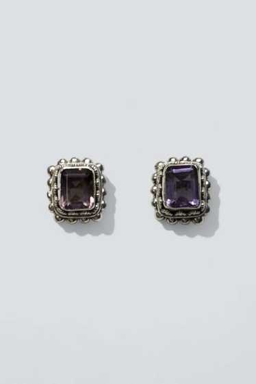 Vintage Sterling Silver Amethyst Stud Earrings