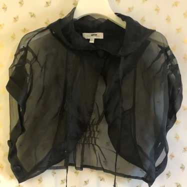 Max Mara Cropped Silk Organza Hoodie Jacket - image 1