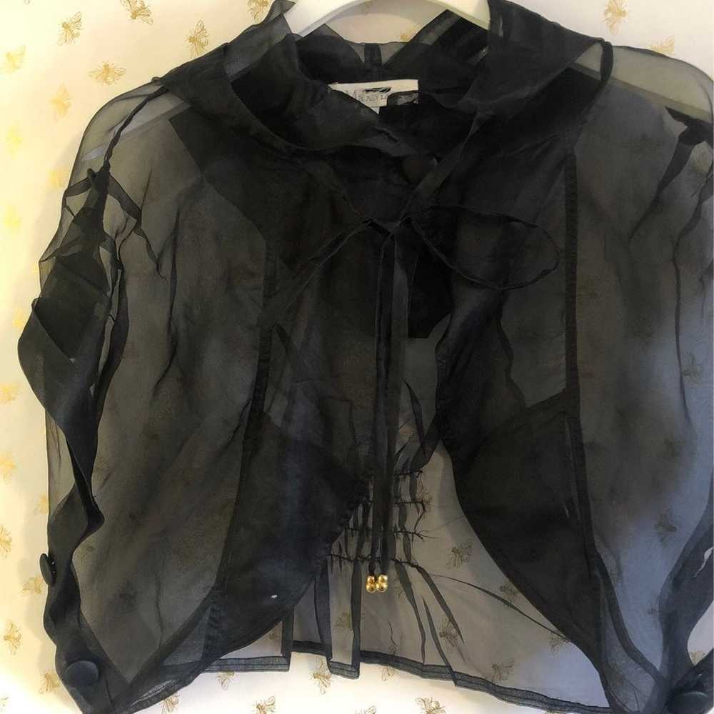 Max Mara Cropped Silk Organza Hoodie Jacket - image 2