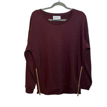 Roqa Loose Fit Burgundy Side Zip Sweatshirt