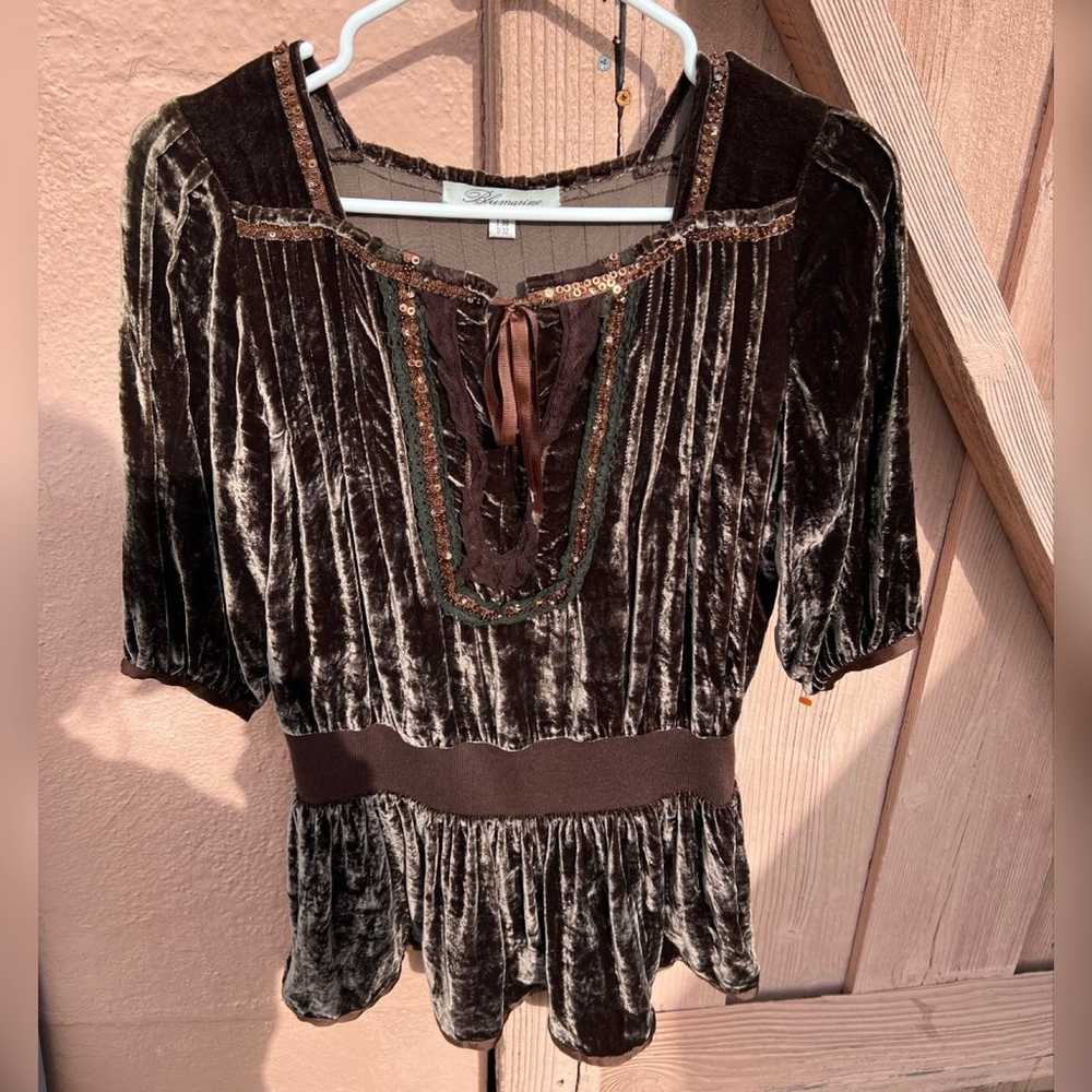 Blumarine Silk Velvet Boho Blouse LIKE NEW - image 4