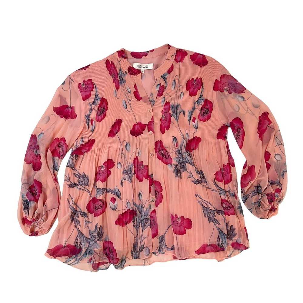 $398 DIANE VON FURSTENBERG Nate Blouse In Poppy S… - image 6