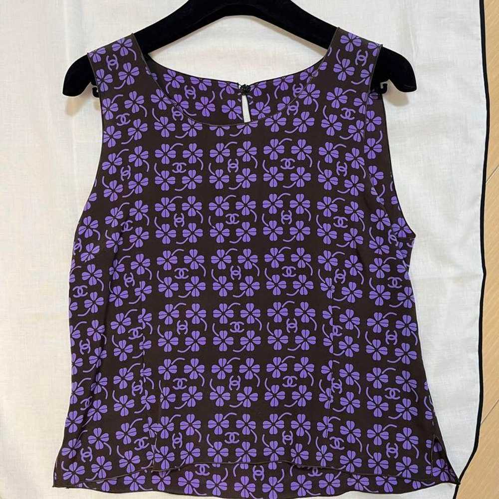 Chanel Vintage Tank Top Dark Brown x Purple - image 1