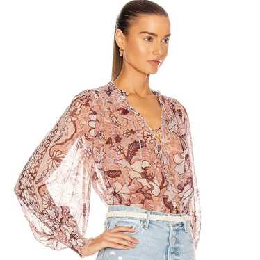 Ulla Johnson Silk-Blend Floral Anita Blouse shops