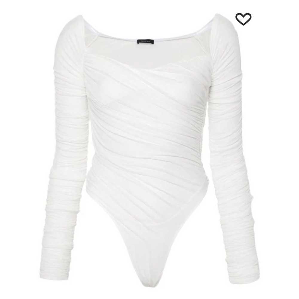 New MUGLER Ruched Off the Shoulder Mesh Bodysuit … - image 2