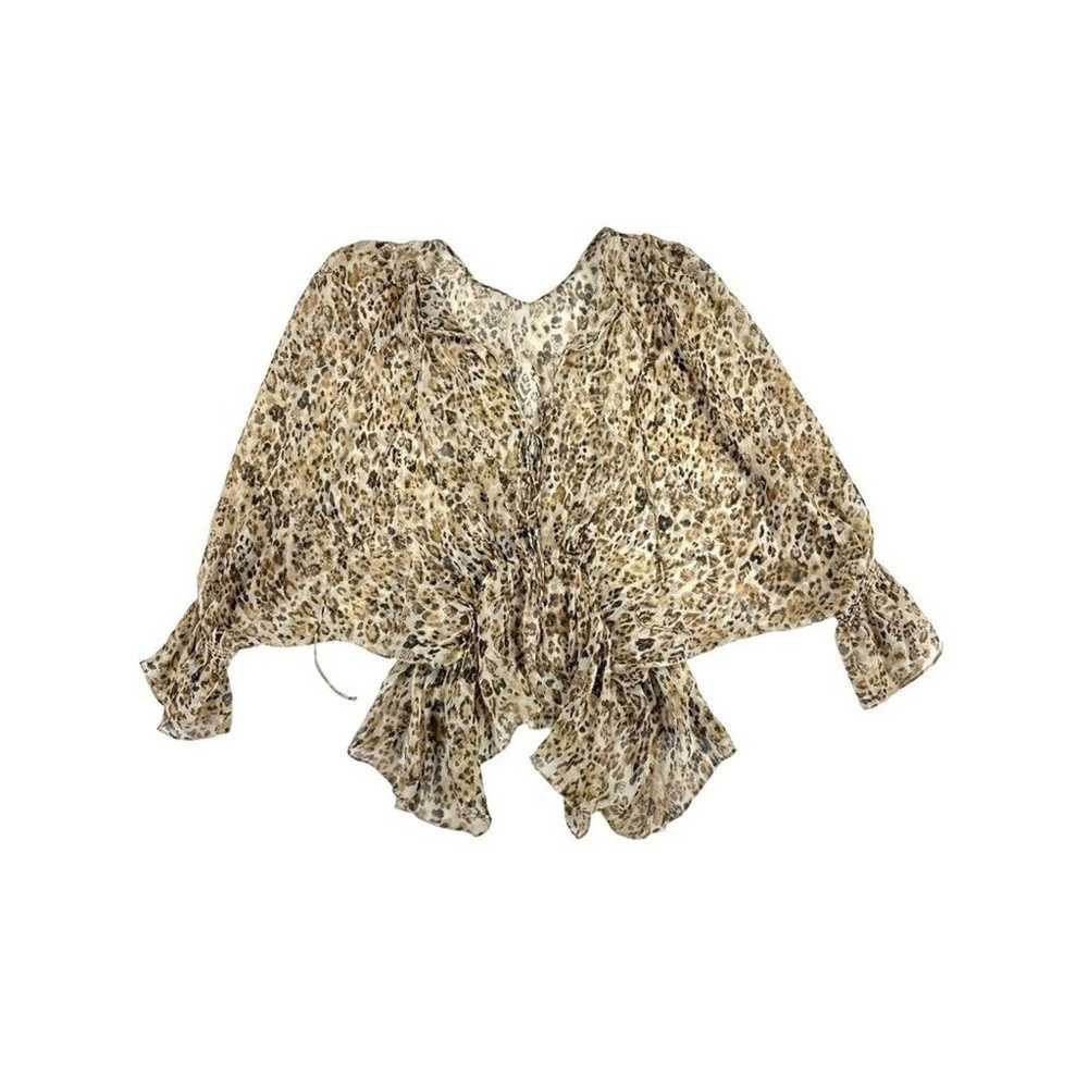 Iro - Sheer Animal Print Blouse in Brown and Cream - image 1