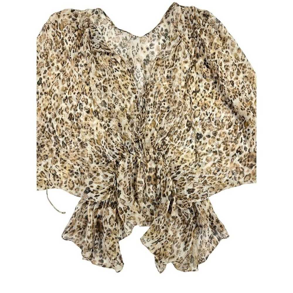 Iro - Sheer Animal Print Blouse in Brown and Cream - image 2