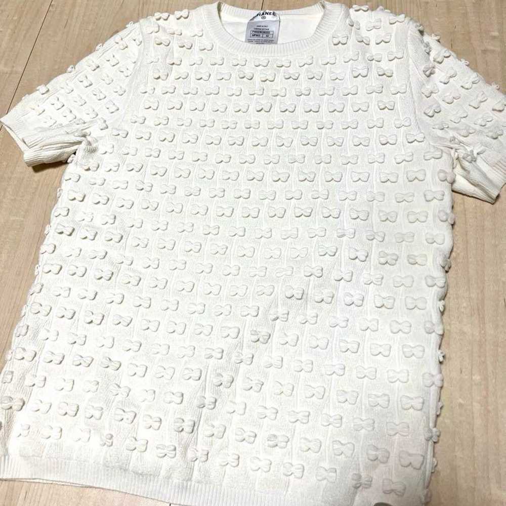 Brand new CHANEL short-sleeved cotton ribbon knit. - image 2