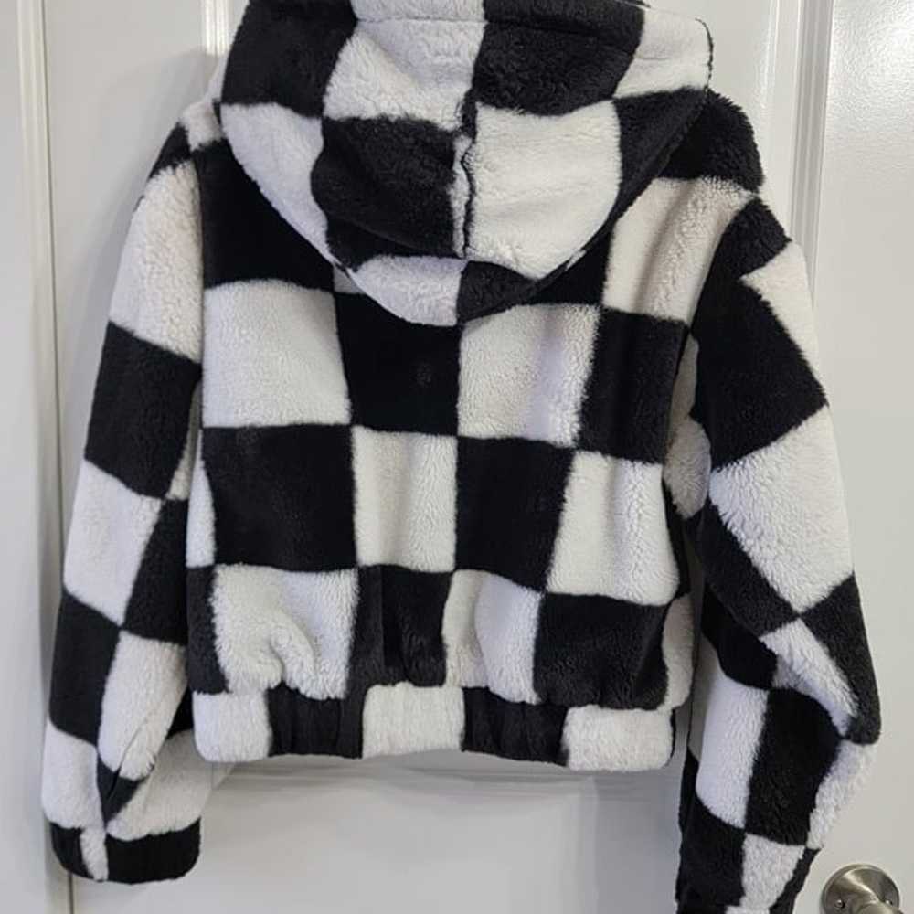 Size S Forever 21 Plush Half Zip Checkered Crop J… - image 3