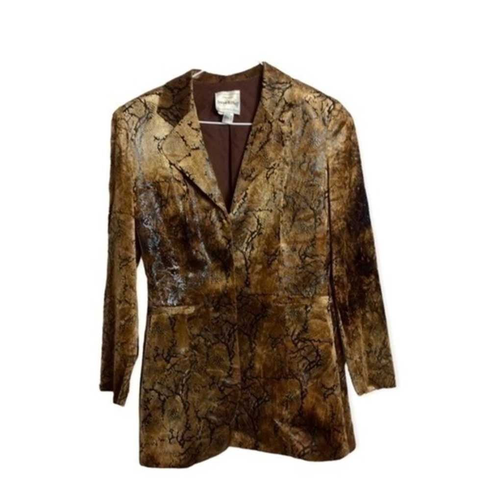 Joseph Ribkoff faux suede snake print brown jacke… - image 1