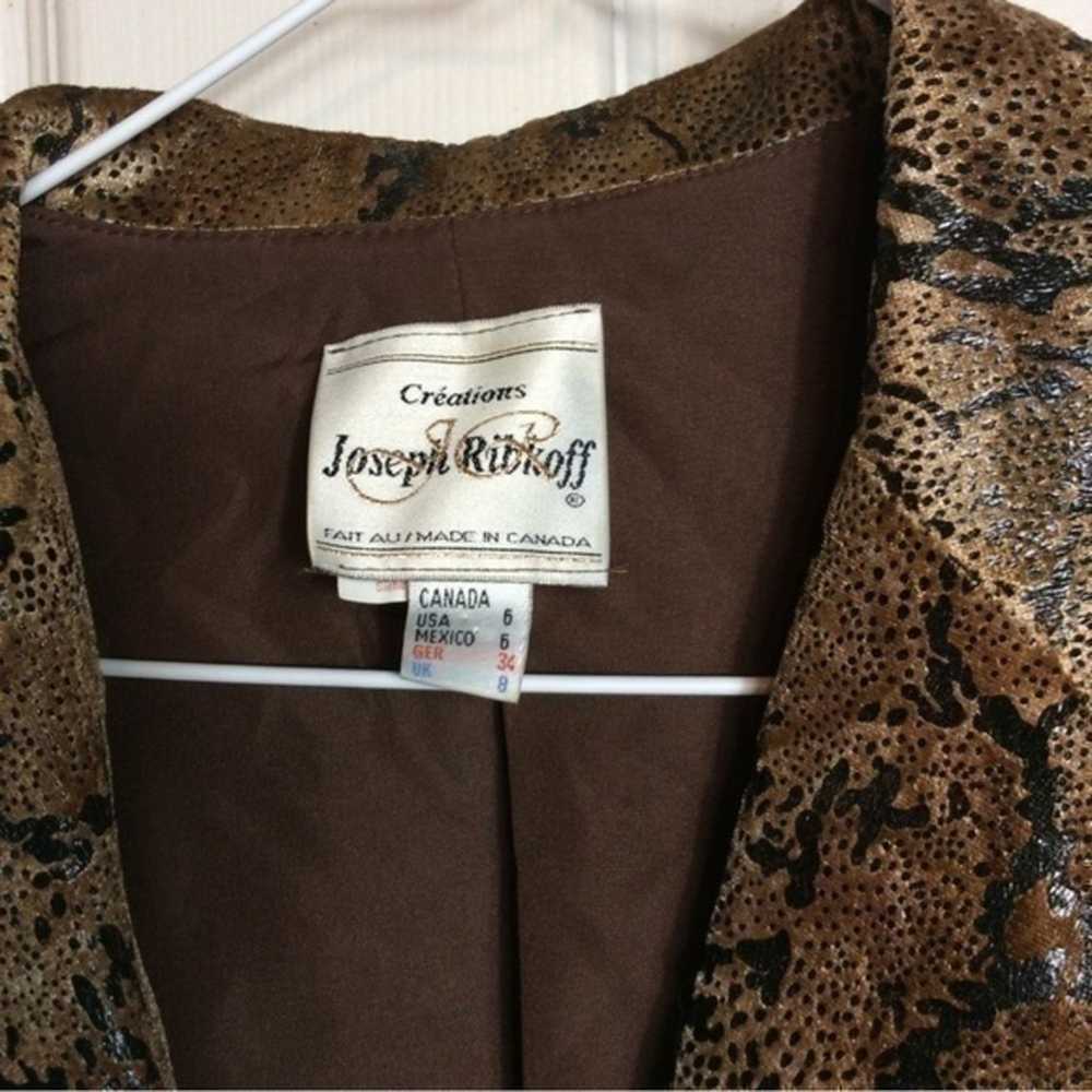 Joseph Ribkoff faux suede snake print brown jacke… - image 3