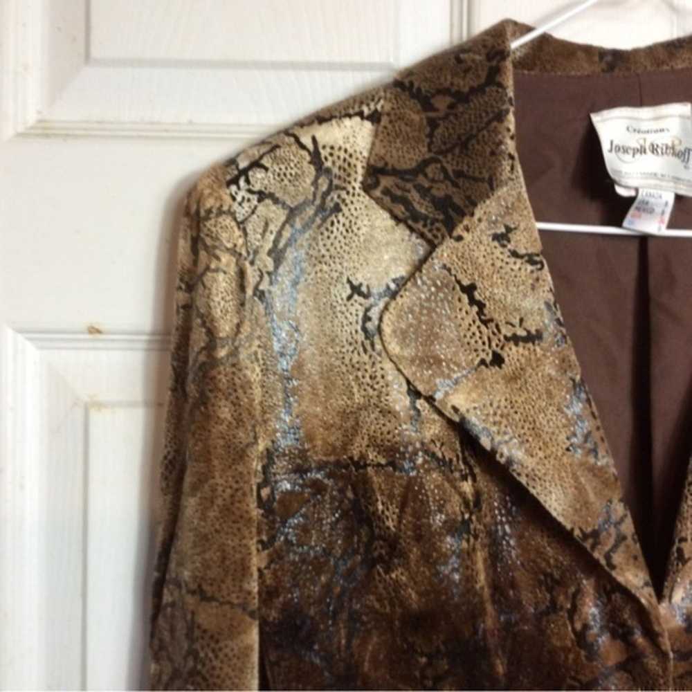 Joseph Ribkoff faux suede snake print brown jacke… - image 4