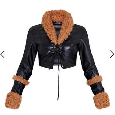 PrettyLittleThing Chocolate Curly Faux Fur Jacket