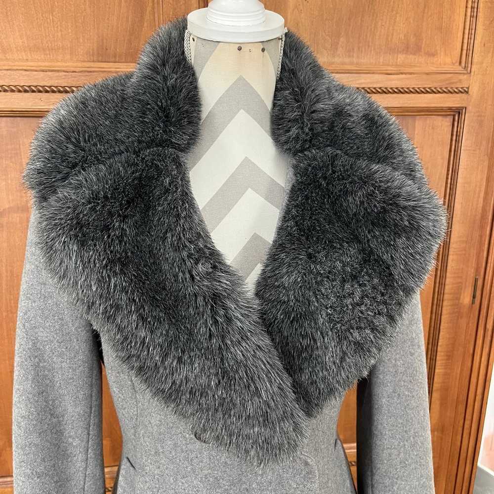 French Connection Wool Blend Faux Fur Collar Coat - image 5