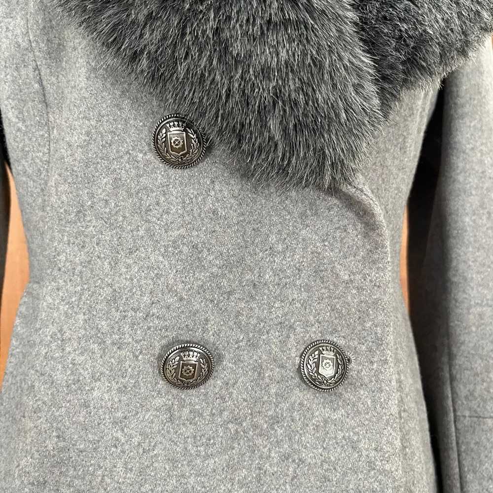 French Connection Wool Blend Faux Fur Collar Coat - image 6