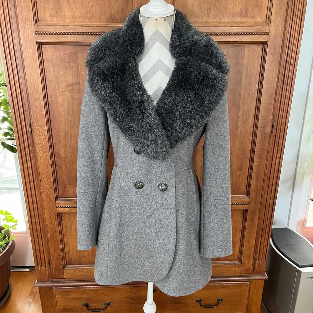 French Connection Wool Blend Faux Fur Collar Coat - image 8