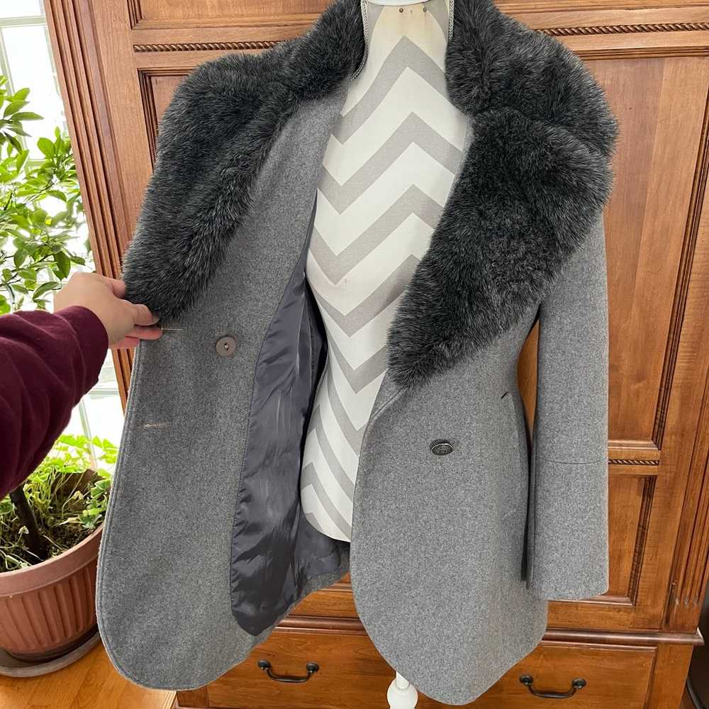 French Connection Wool Blend Faux Fur Collar Coat - image 9