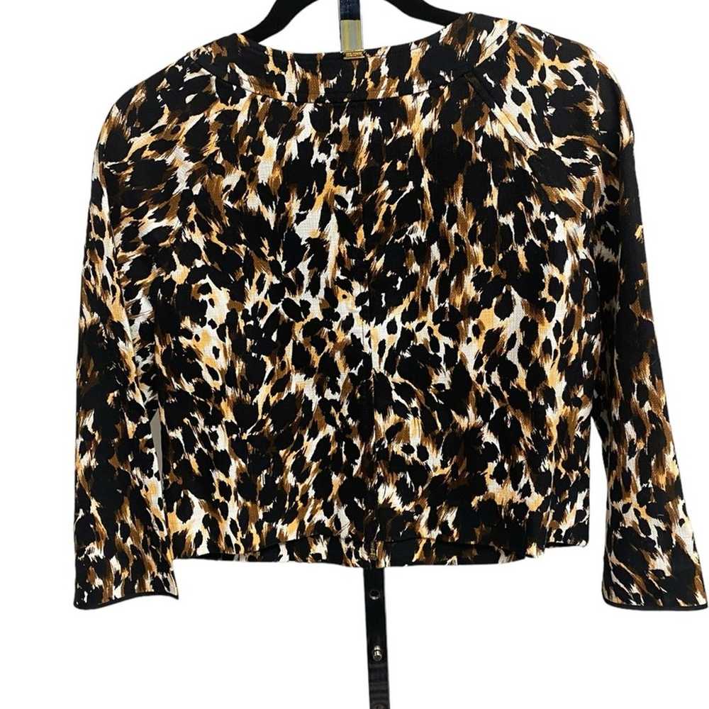 St. John animal print jacket front zip long sleev… - image 2