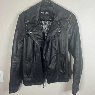 Guess Faux Leather black Moto Jacket -Sz S - image 1