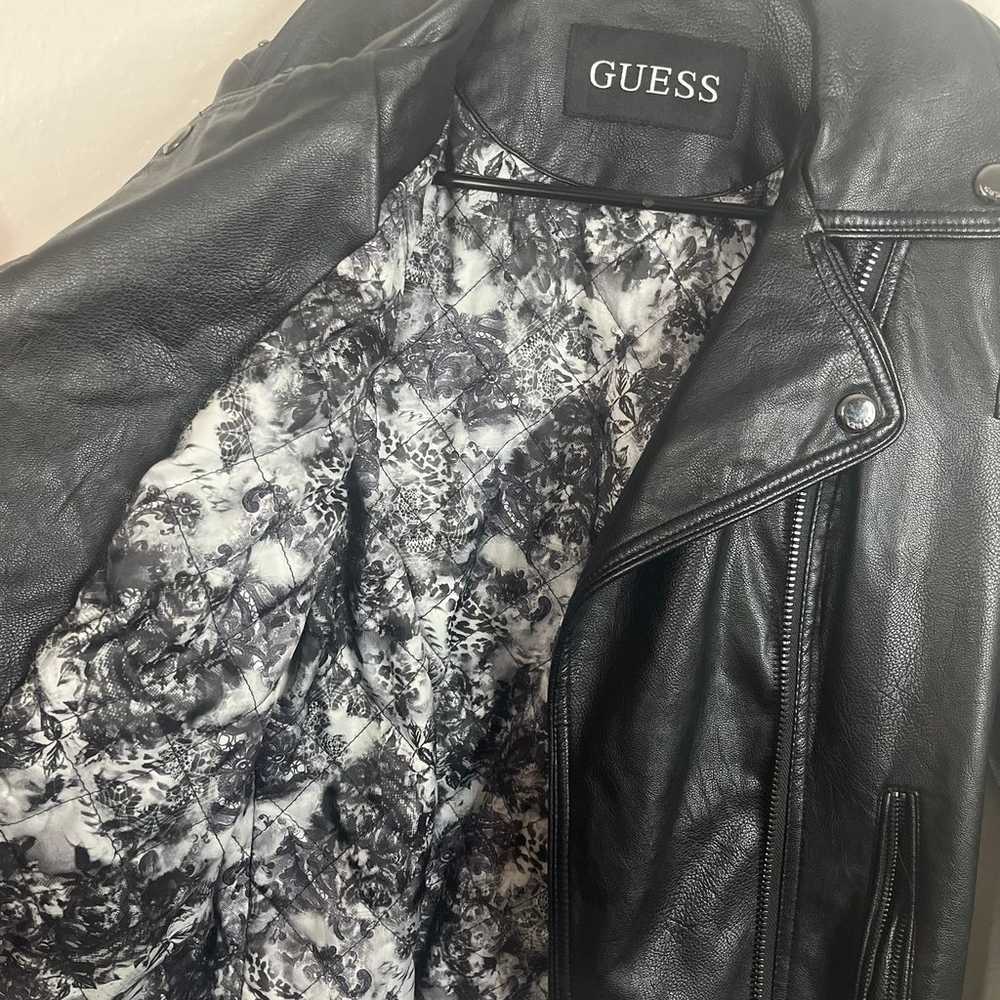 Guess Faux Leather black Moto Jacket -Sz S - image 2