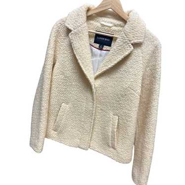 Lands' End Ivory Off White Wool Blend Pea Coat - image 1