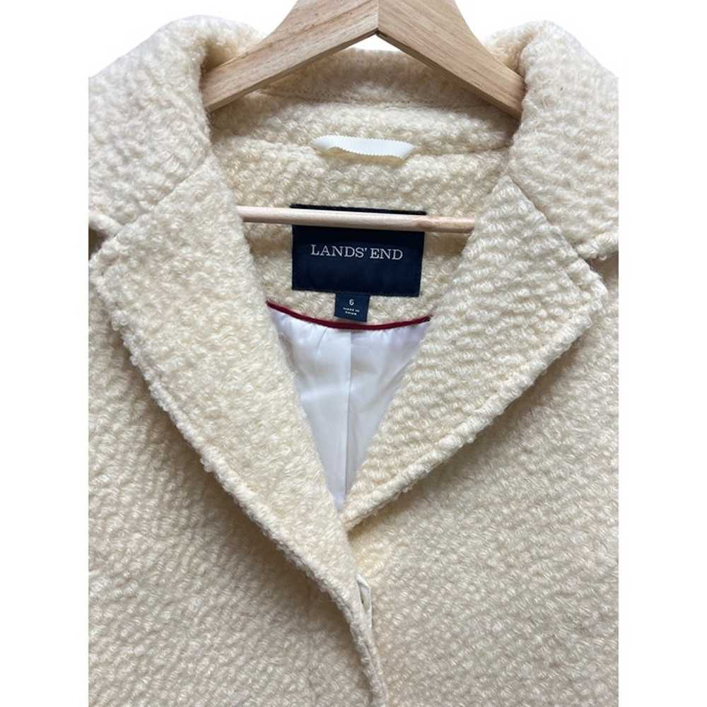 Lands' End Ivory Off White Wool Blend Pea Coat - image 3