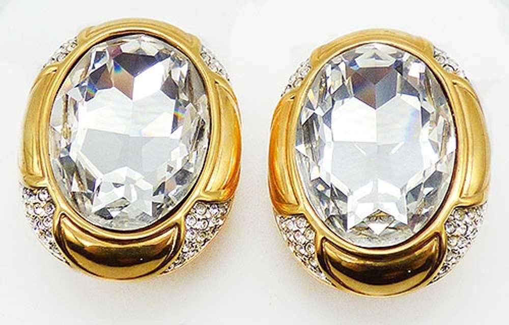 Swarovski Oval Crystal Statement Earrings - image 1